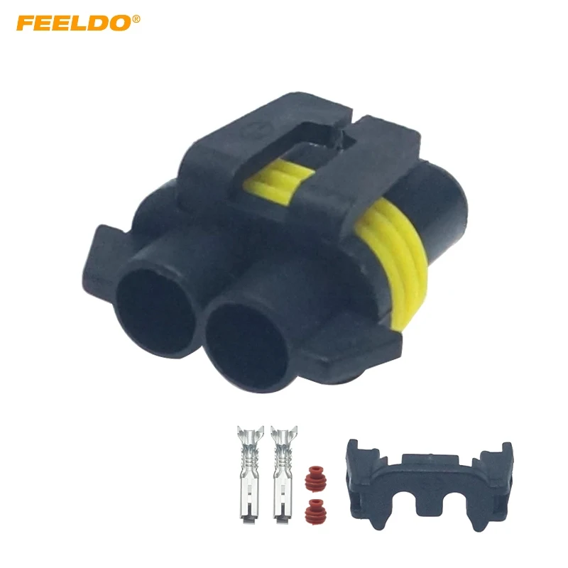 

FEELDO 1PC waterproof Car 9005 HB3 Headlight Fog Light Connector Plug Socket LED/HID Light 2Pin Way Plugs #FD6148