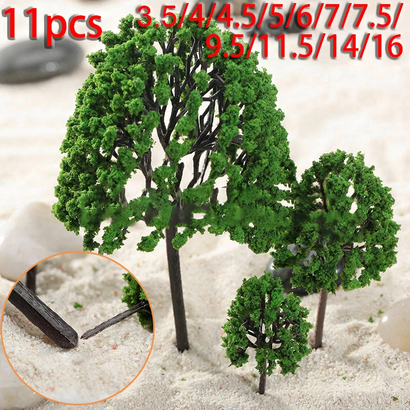 11Pcs Model Trees Mini Landscape Decor 3.5cm -16cm Architectural Model Train Layout Tree Building DIY Ature Toys Decoration