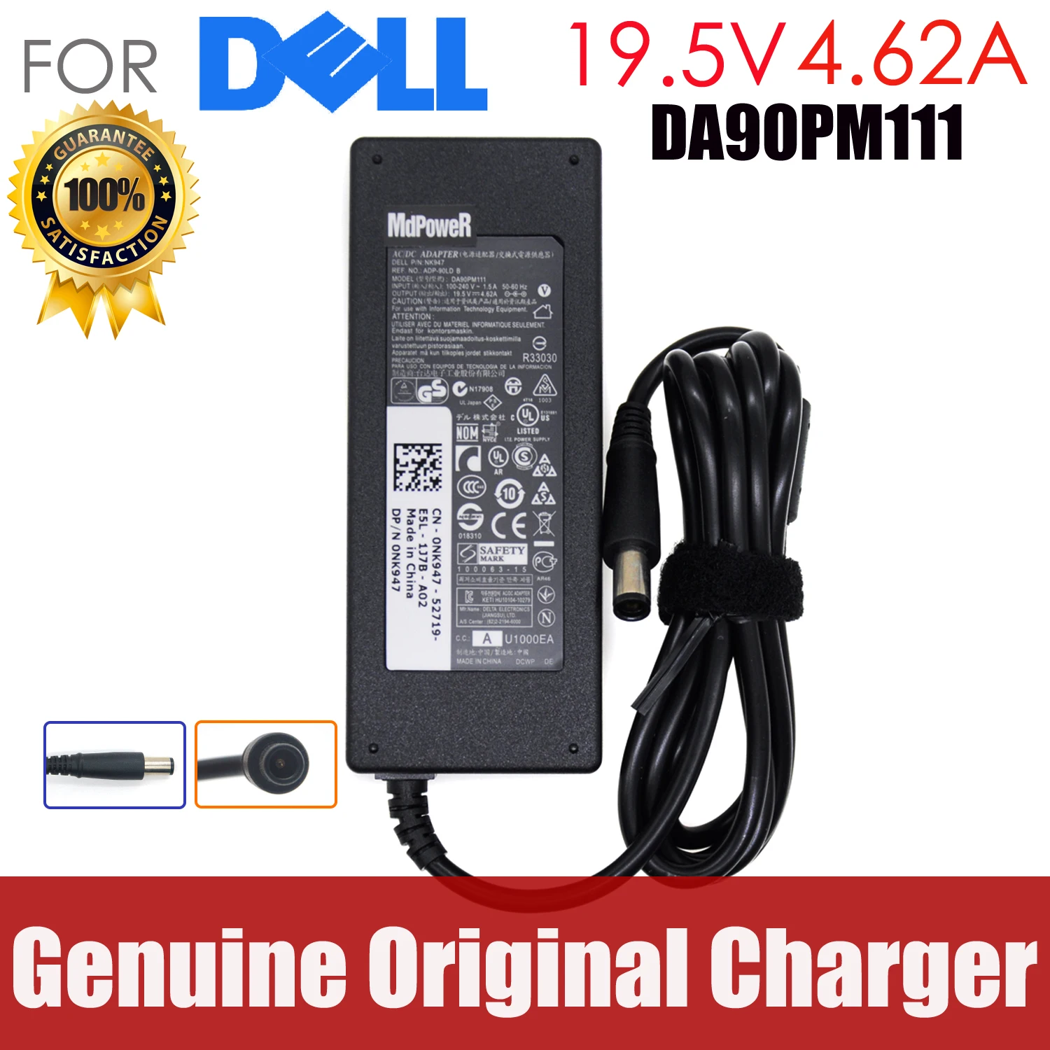 Original 19.5V 4.62A 90W For DELL 14R 15R 552 7520 14Z 17R 5720 E6400 E7440 laptop supply AC adapter charger LA90PM111 DA90PM111