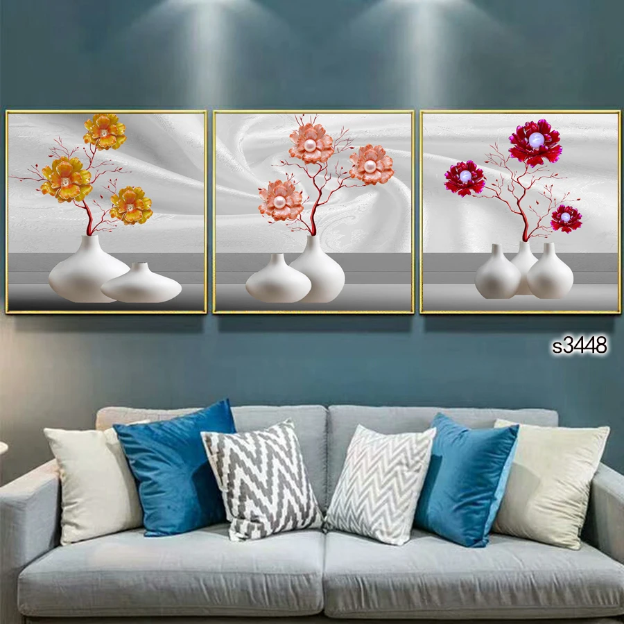 

Abstract Oil Painting Print on Canvas 3pcs Modular Color Flower Canvas Printing Canvas Painting Wall Art Picture forHome Decor