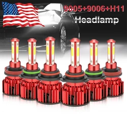 2PCS H4 H7 H11 H13 9005 9006 9007 Car Fog Light Bulb 100W 16000LM 4-Sides LED Car Headlight Auto Headlamp White Light 6500k