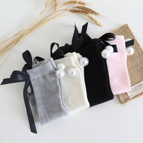 جوارب قطنية بربطة عنق للفتيات الصغيرات ، لون سادة ، جوارب أميرة دافئة ، للأطفال من سن 0 إلى 7 سنوات ، مجموعة خريف وشتاء 2020