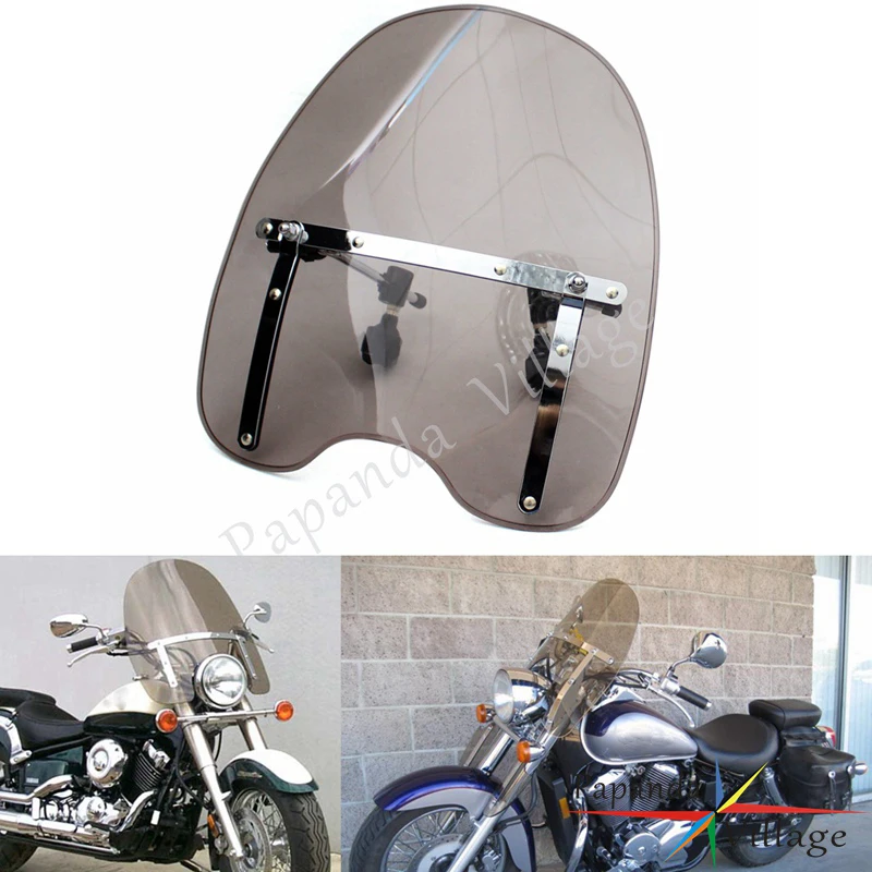 Universal Smoke Motorbike Windshield Deflector Windscreen for Honda Shadow Spirit 110 750 Harley Dyna Yamaha Cruisers Standard