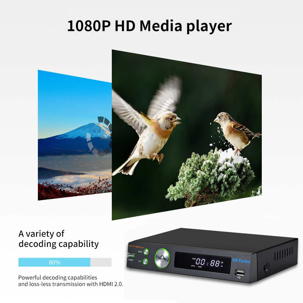 GTMEDIA V8 Turbo DVB-S2/T2/Cable/J. 83b спутниковый ресивер, WIFI,H.265, поддержка разъема для карт CA, Youtube,multi-room,TDT HD Spain