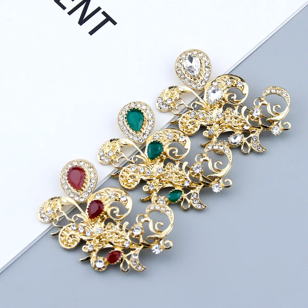 Sunspicems Trendy Women Brooch Flower Crystal Gold Color Morocco Broches Brooches Hijab Lapel Caftan Pins Ethnic Jewelry 2021