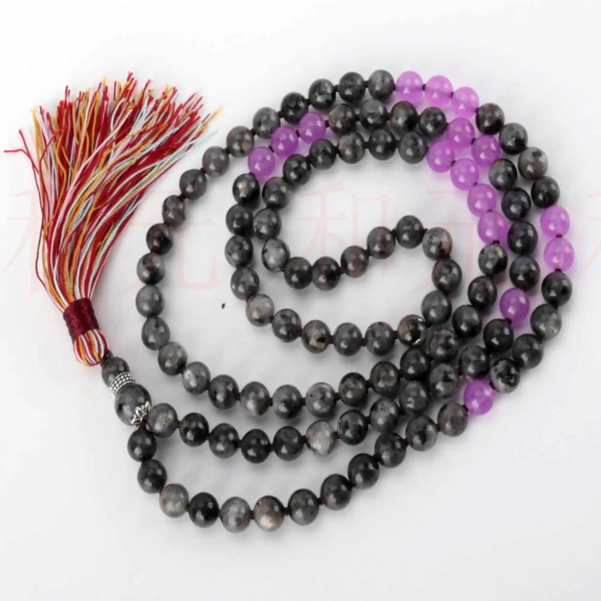 

6mm 108 knot black flash stone purple crystal necklace Natural stone Gift Cuff Buddhism Beaded Diy Yoga Mala