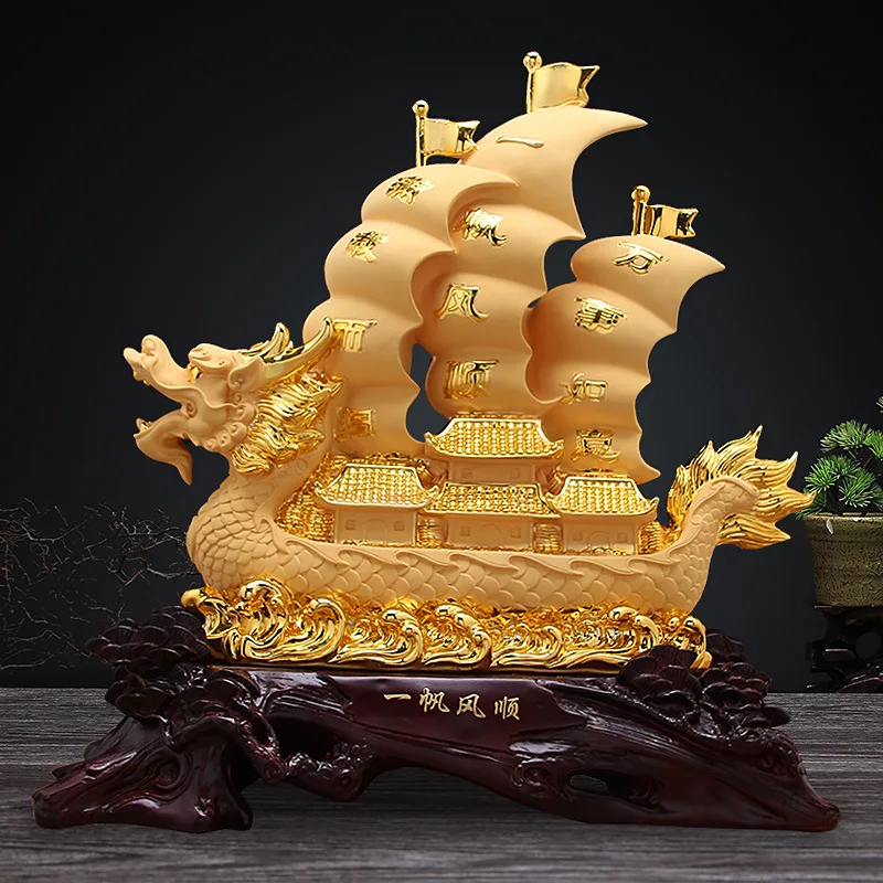 

RESIN PLATING CRAFTS, SAILING BOAT, DRAGON BOAT ORNAMENTS, OFFICE DECORATIONS, BUSINESS GIFTS