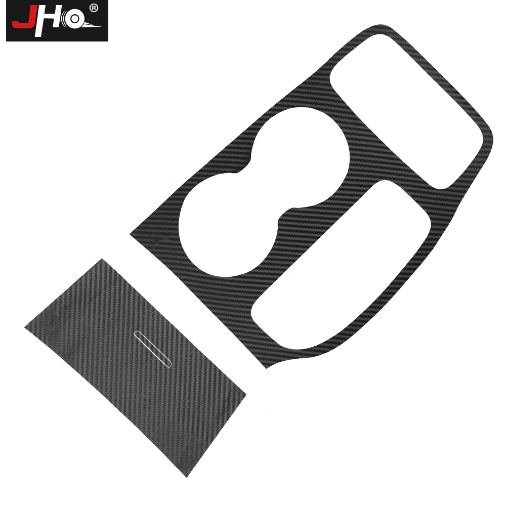 JHO Carbon Grain Sticker Gear Shift Water Cup Holder Panel Cover Stickers For Jeep Grand Cherokee 2014-2020 2019 17 18 2016 WK2