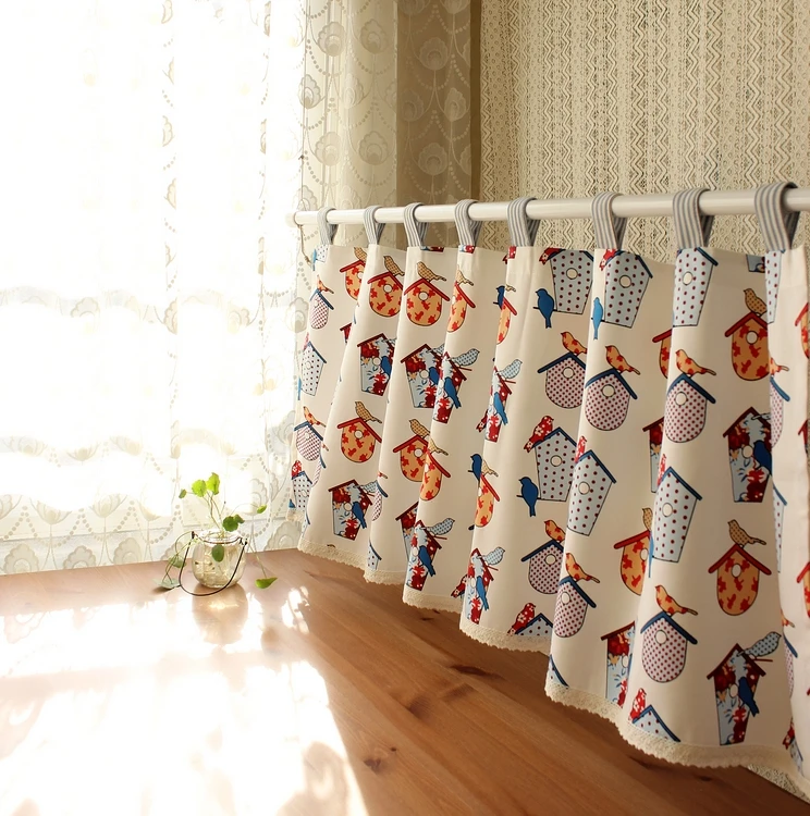 Cartoon Lovely House Home Decoration Wardrobe Toilet Partition Curtain Kitchen Door Window Tab Top Curtain Free Shipping