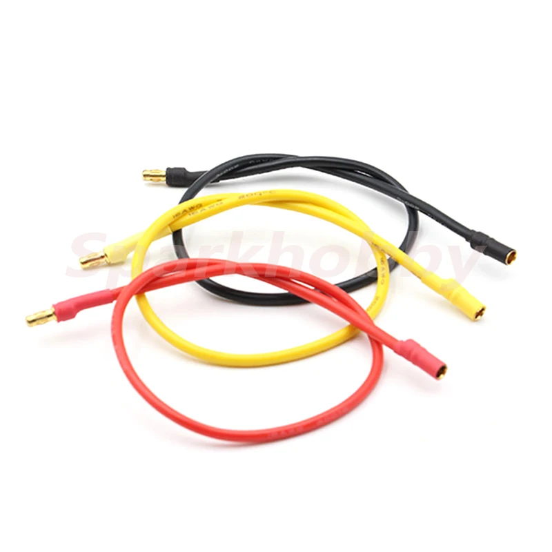 5PCS Sparkhobby 30cm 3.5mm Gold Bullet Banana Red/Yellow/Black RC Brushless Motor ESC Connectors Extension Cable Wire 16AWG