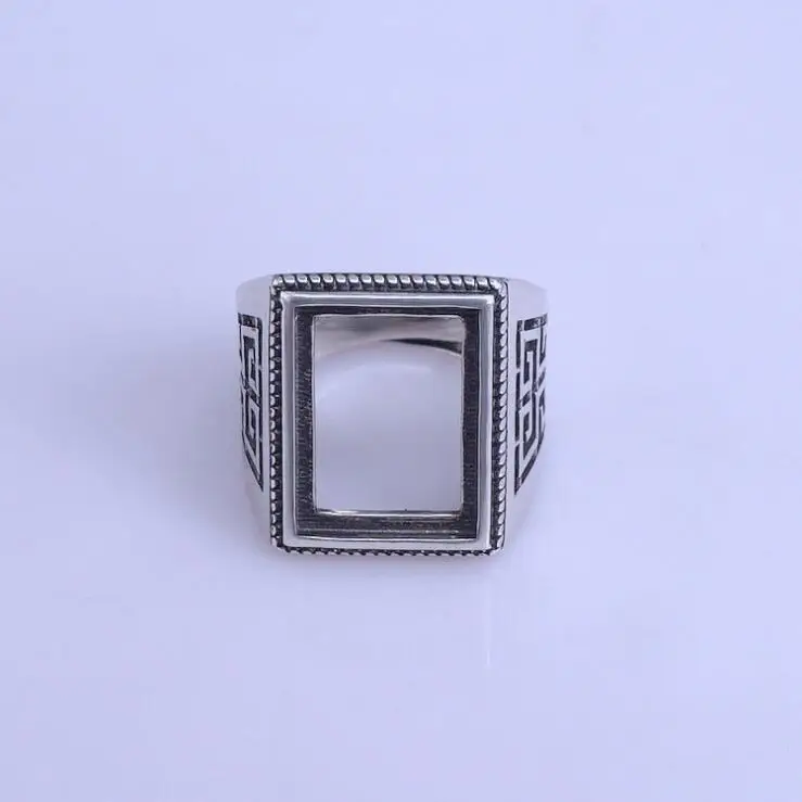 925 Silver Semi Mount Ring for Man Vintage Man Ring Setting Without Stone Main Stone Size 12mm*16mm