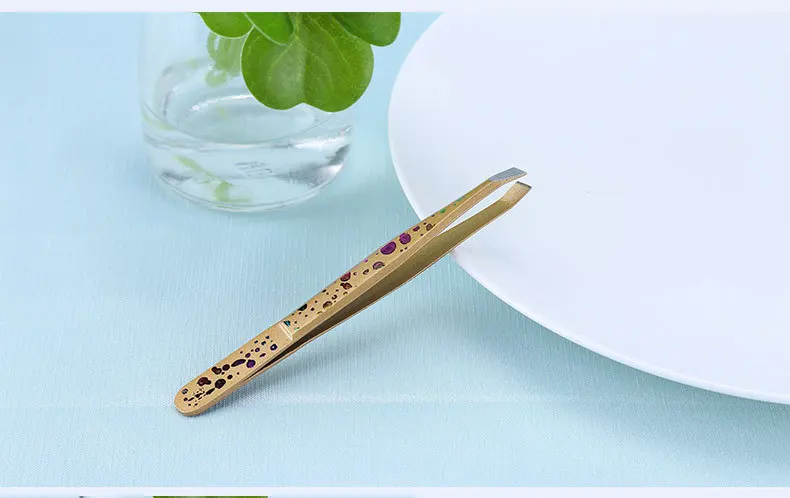 Kleine Pinzette Pinzette Beauty Tool Edelstahl Augenbrauenpinzette Schräge Spitze für falsche Wimpern Haarentferner Clip Gesichtsgesicht
