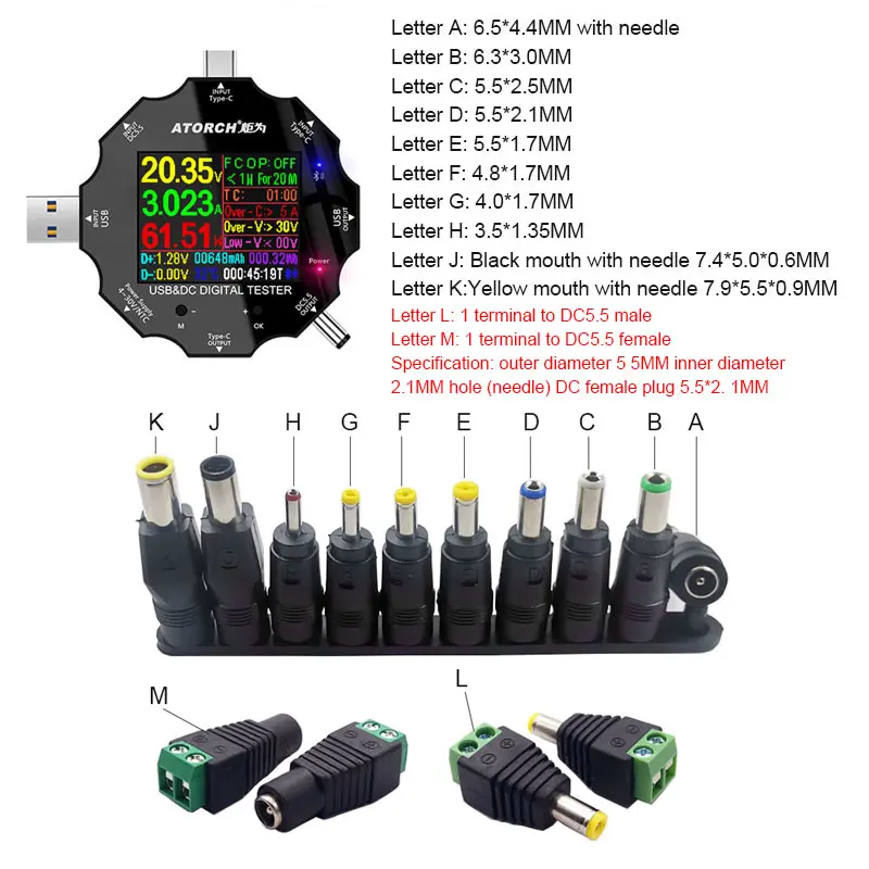 DC5.5 For APP 18 in 1 USB 3.0 tester dc digital voltmeter power bank charger  voltage current ammeter detector meter and kits