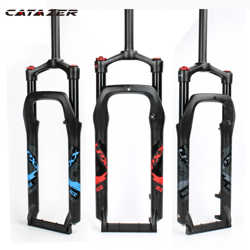 Catazer 20 26inch Bike Fork Fat Bicycle Fork Air Gas Line Locking Suspension Forks Magnesium Aluminium Alloy 4.0