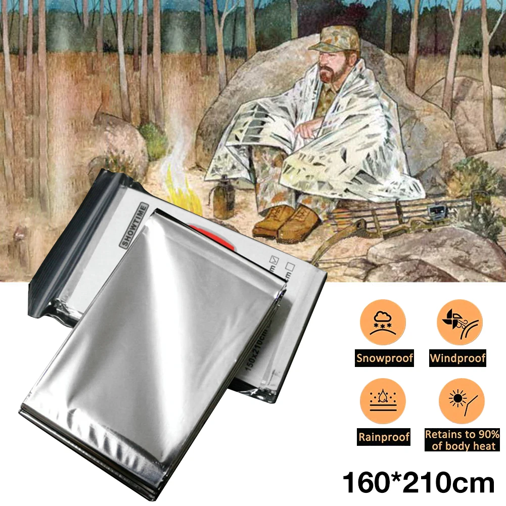 160*210CM Emergency Blanket Tear Resistant Windproof Sun Protection Thermal Insulation Blanket Blanket Hiking Survival First Aid