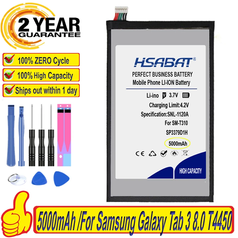 Top Brand 100% New 5000mAh SP3379D1H Battery for Samsung Galaxy Tab 3 8.0 T4450 SM-T310 SM-T311 SM-T315 Galaxy Tab 4