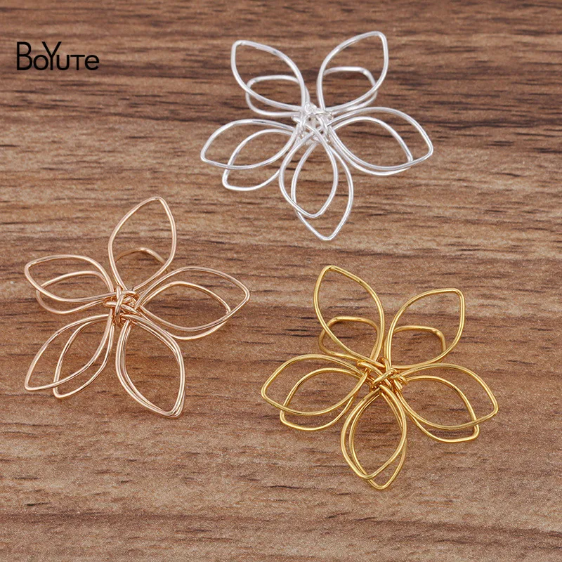 BoYuTe (50 Pieces/Lot) 20MM 35MM Metal Iron Wire Winding Flower Materials Handmade Diy Jewelry Findings Components