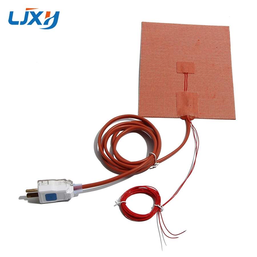 

LJXH 500mm Silicone Rubber Heating Pad NTC 100K Thermistor with Two-pin Plug Polyimide Film 3D Printer Heater Max 260℃/500℉