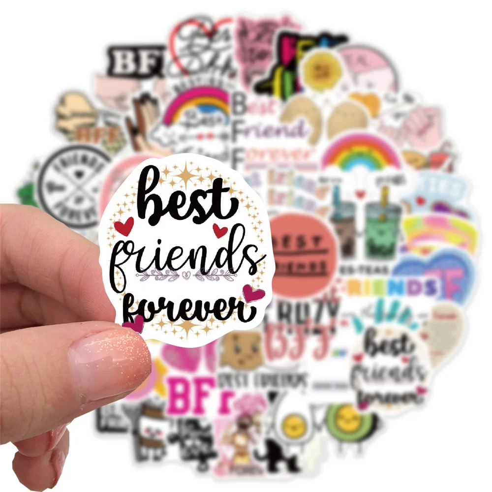 Best Friend Friendship Stickers for Notebooks, Stationery, Scrapbook, Pink Sticker, Material Craft Supplies, 50Pcs