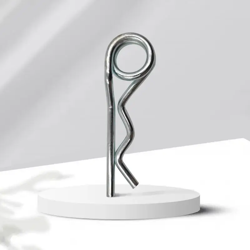 Steel Double Ring R-Pin Wave Pin,Double ring R-Clip Pins R Shaped Spring Cotter Pin Zinc-Plating Tractor Mower Fastener Hardware