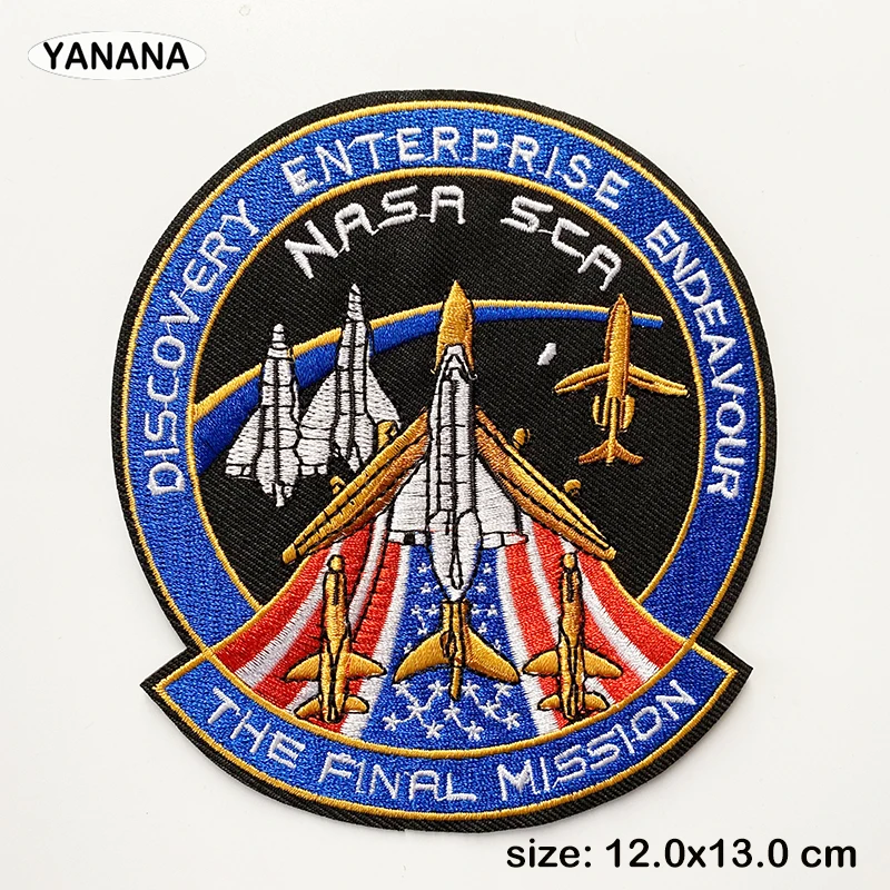Space ship shuttle Astronaut Iron On Patches Clothing Embroidered Sew on Applique Logo Patch Stripe Badges For Clothes Bag