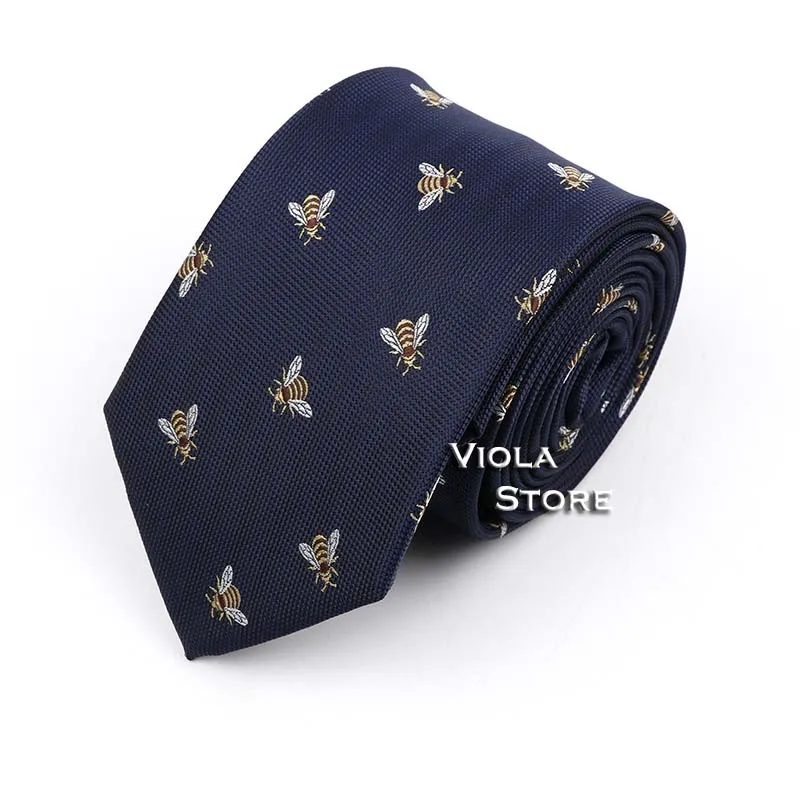 47 Style Embroidery Animal Plants Cartoon Tie 7cm Bird Fox Shark Bee Swan Flower Necktie Navy Dot Suit Cravat Men Gift Accessory