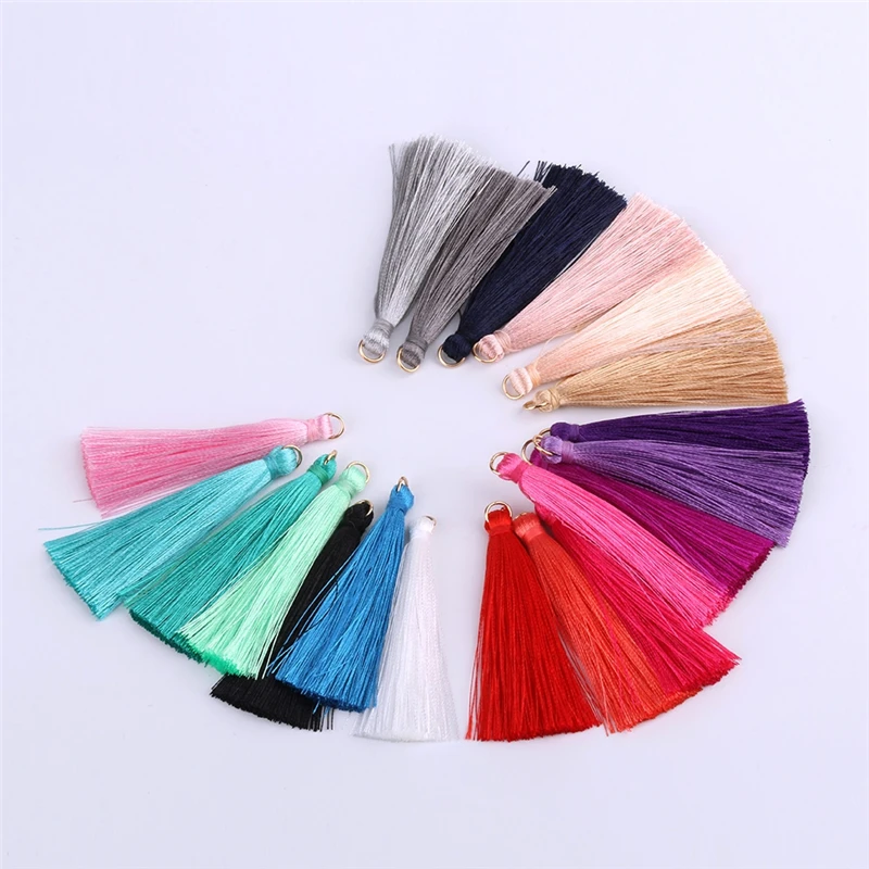 30 Pieces 7CM Metal Ring Polyester Cotton Fabric Tassel DIY Pendant Jewelry Making Fringe Trim Craft Tassel Sewing Accessorie