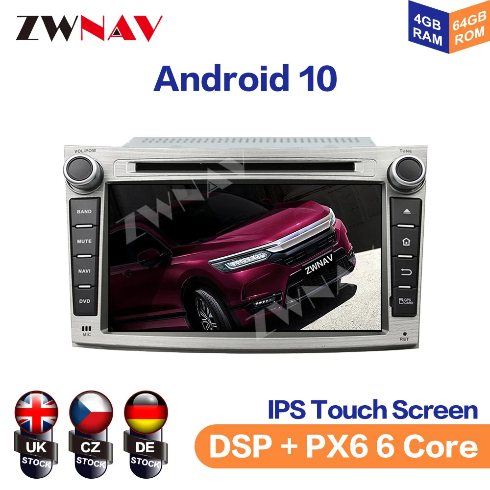 Android 10.0 4GB+64GB Car Radio GPS Navigation For Subaru Legacy Outback 2009-2014 Auto Stereo Head Unit Multimedia Player PX6