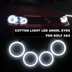 4Pcs White LED Angel Eyes Cotton Light for Golf 4 Golf 5 Auto Headlight Halo Ring DRL Running Kits Super Bright