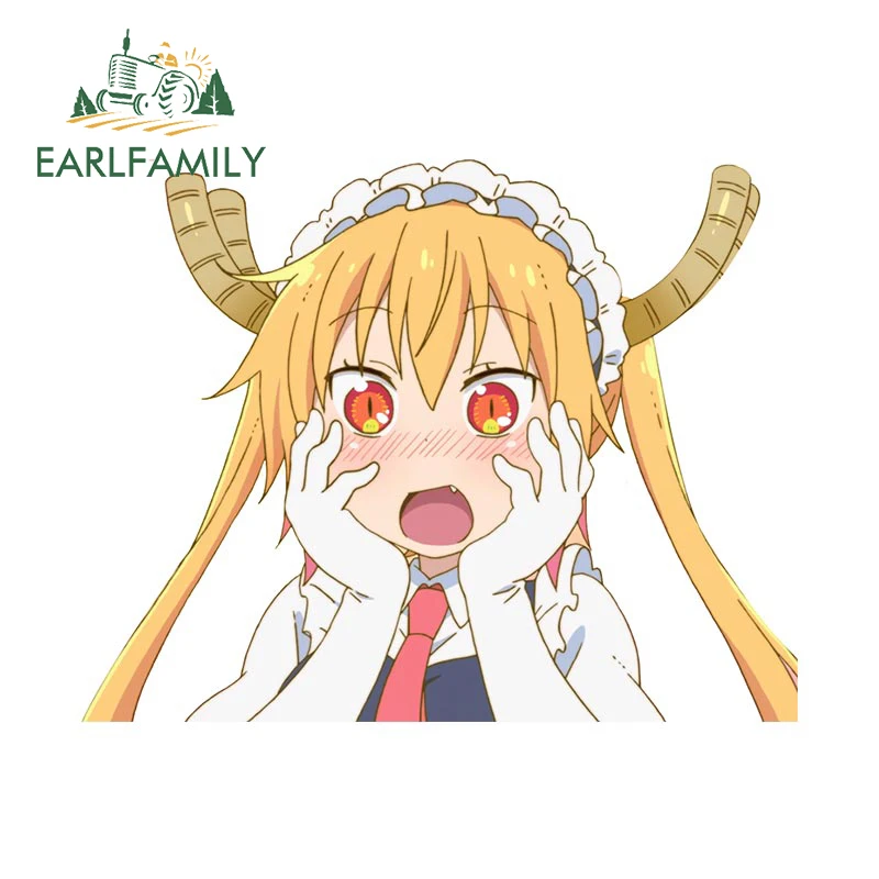 EARLFAMILY 13cm x 10.6cm for Tohru Kobayashi Dragon Maid Car Stickers Creative Scratch-Proof Decals Vinyl Laptop Windows Decor