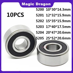 5/10PCS bearing 5200 5201 5202 5203 5204 ZZ 2RS 5205 2rs Double Row Angular Contact Ball Bearing 10*30*14.3mm 25*52*20.6mm