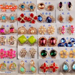 Wholesale 20 Pairs/Lot Mix Designed Women Fashion Stud Earrings Crystal Rhiestone Earrings Clearance Jewelry for Women