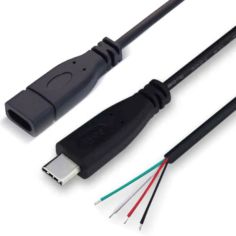 Cable USB 2,0 de 2 pines y 4 pines, conector macho y hembra tipo C, tipo de soldadura de extensión, USB-C, reparación de bricolaje, cargador, para Huawei y Xiaomi