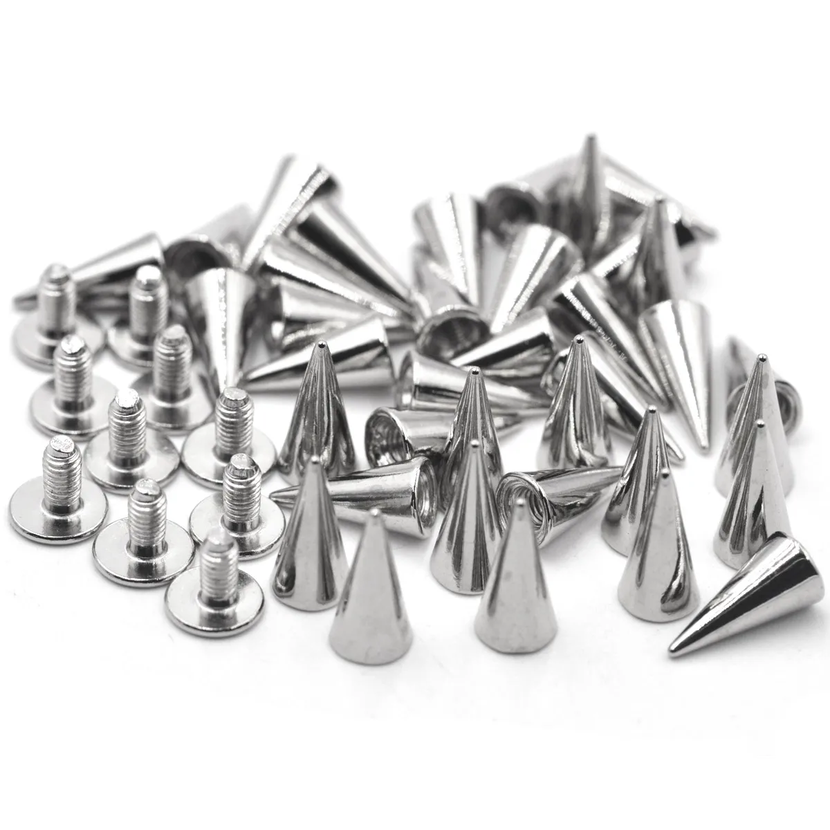 20Pcs Silber Kegel Niet Schraube Punk Stil Stud Leathercraft Spikes DIY Handwerk Liefert Kleidung Taschen Schuhe Zubehör 5.8*12mm – Detail 4