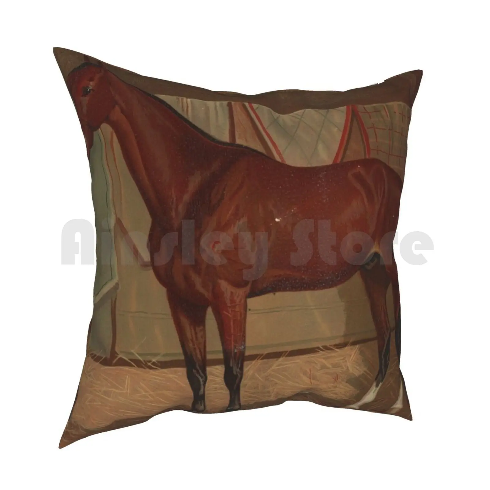 Vintage Race Horse Illustration ( 1882 ) Pillow Case Printed Home Soft Throw Pillow Race Horse Race Horses Horse Horses