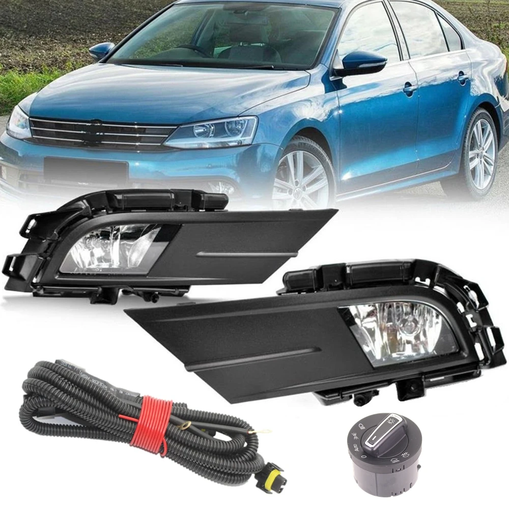 

For VW Jetta Sedan 2015 2016 2017 2018 Car-styling Front Fog Light Lamp + Fog Lamp Grille +Wire + Swich +Bulbs