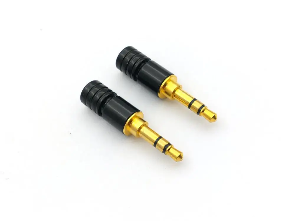 

2pcs Copper Gold Plated 3.5mm Stereo Male Plug soldering connector