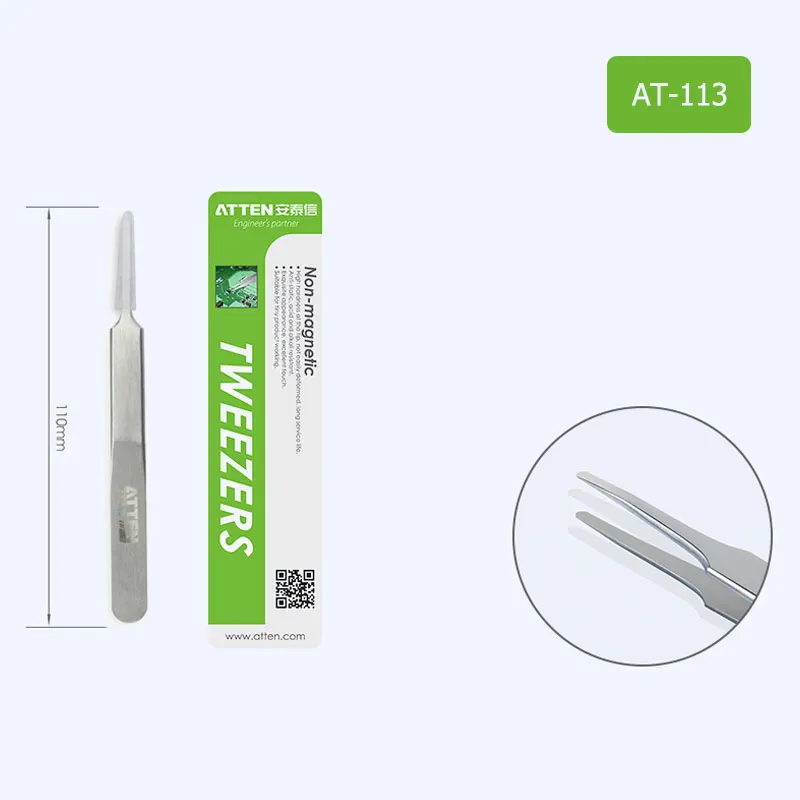 ATTEN Edelstahl Pinzette Runden Spitzen Ellbogen kopf für Präzision handy computer reparatur werkzeug zubehör