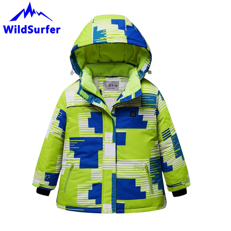 USB Heating Children Skiing Jackets Winter Boys Girls Windproof Warm Snow Ski Jackets Child Snowboard Suits W305