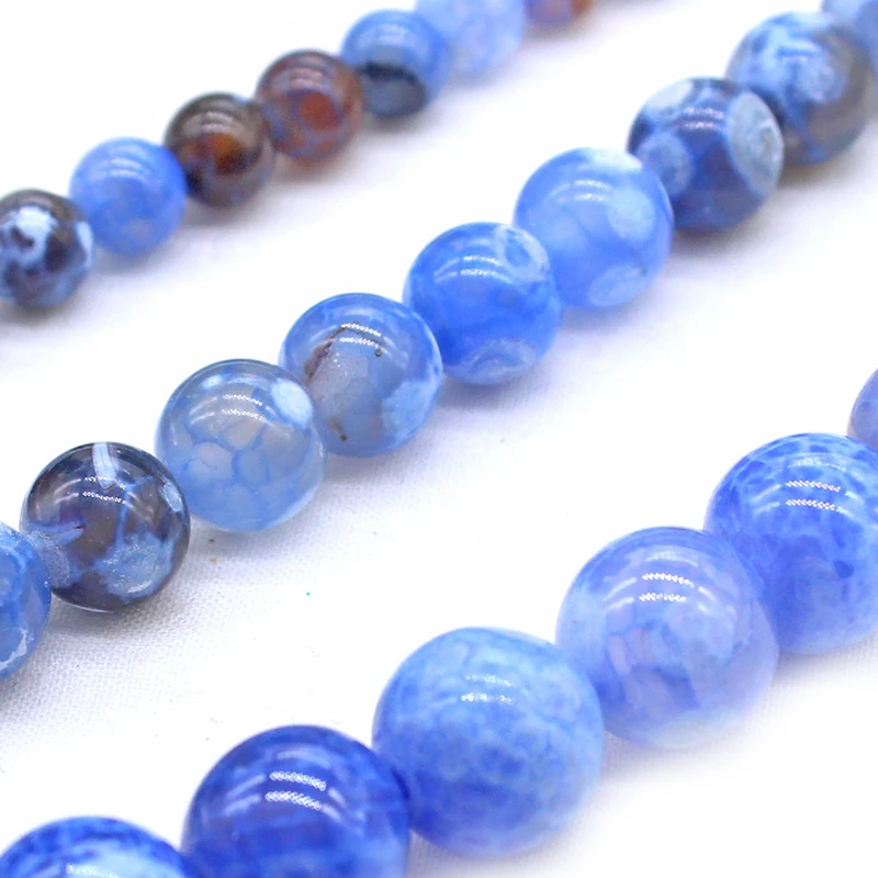 Wholesale Natural Stone Chalcedony smooth Blue Agat Loose Round Beads Bracelet Necklace lady 6 8 10 MM Pick size For Jewelry