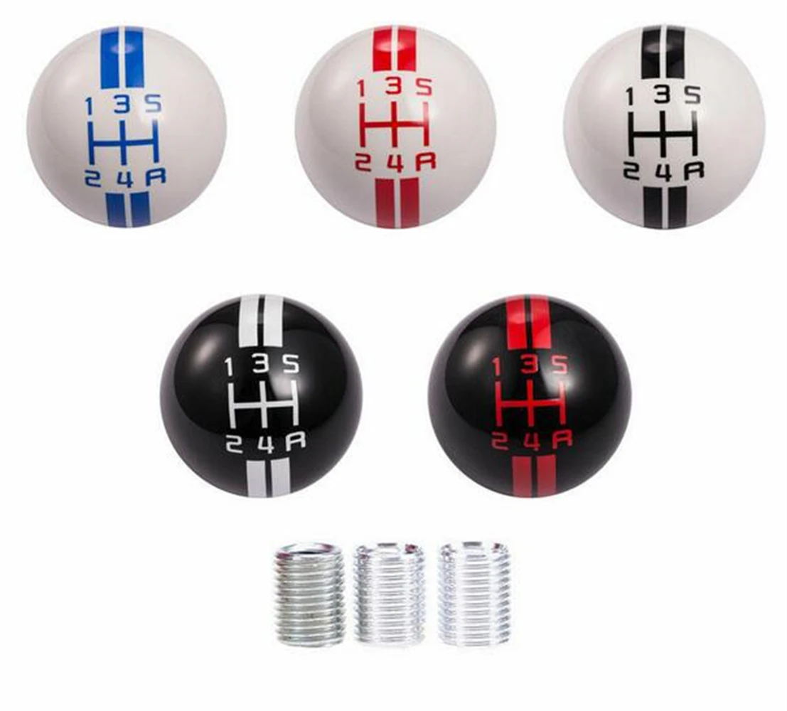

5 Speed Car Gear Shift Knob Manual Automatic Shifter Stick Lever AT MT Black White Ball Fit For Ford Mustang Shelby GT 500