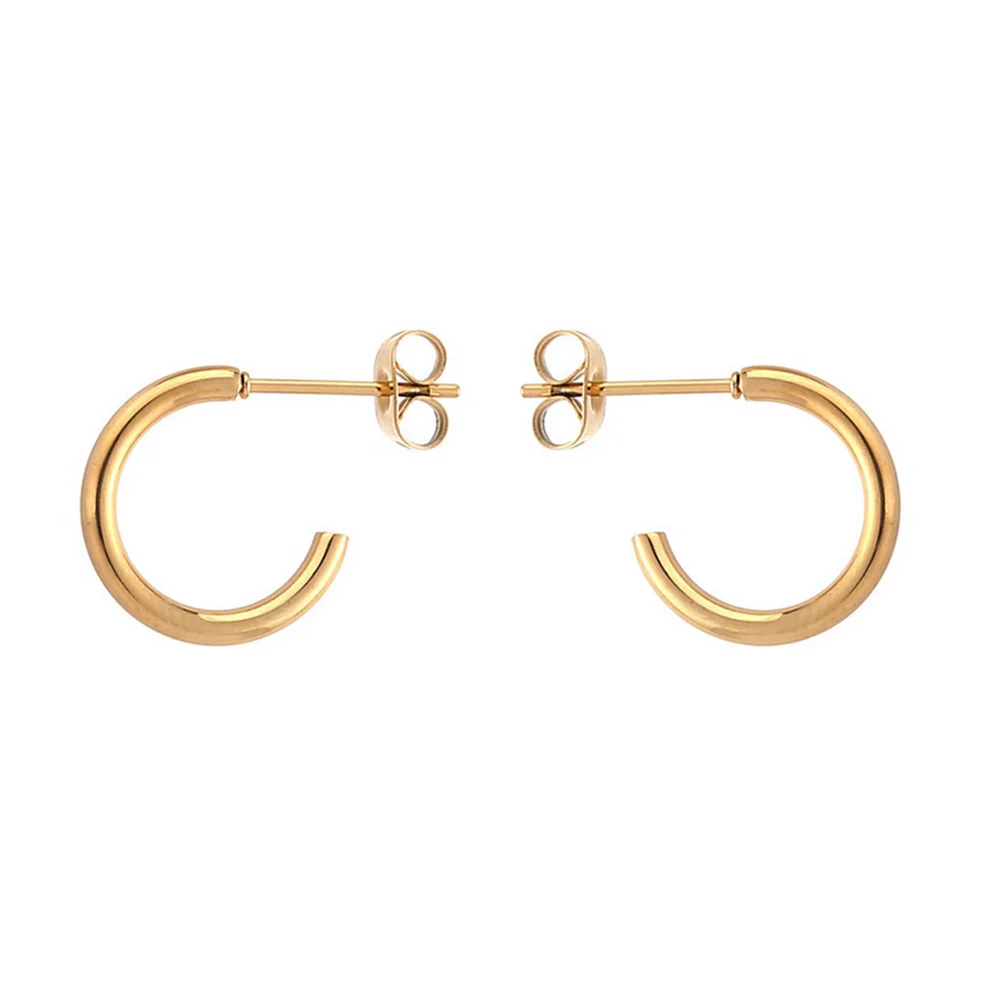 Modische Halbkreisförmige Ohrringe aus Edelstahl, Einfacher C-förmiger Schmuck mit Eleganter Ausstrahlung, Vielseitig Kombinierbar für Damen – Detail 3