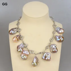 GG Natural Freshwater Cultured Purple Keshi Baroque Pearl Four Seasons Chocker Necklace For Women