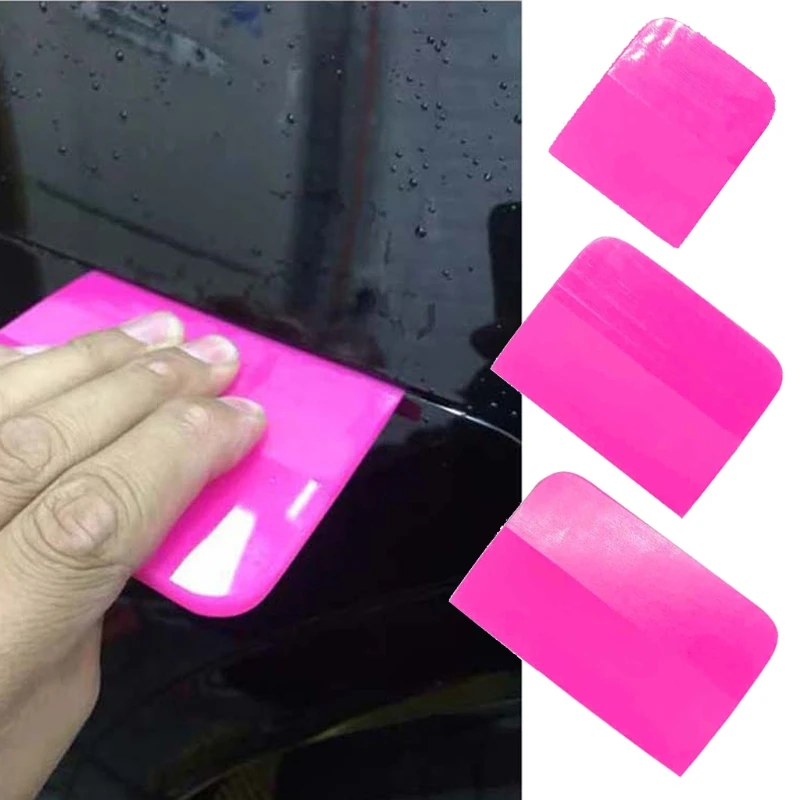 6.5/10/12x7.5cm Pink Scraper Soft Rubber Car Window Squeegee Tint Tools Glass Water Wiper Vinyl Wrap Blade for Auto Home Office