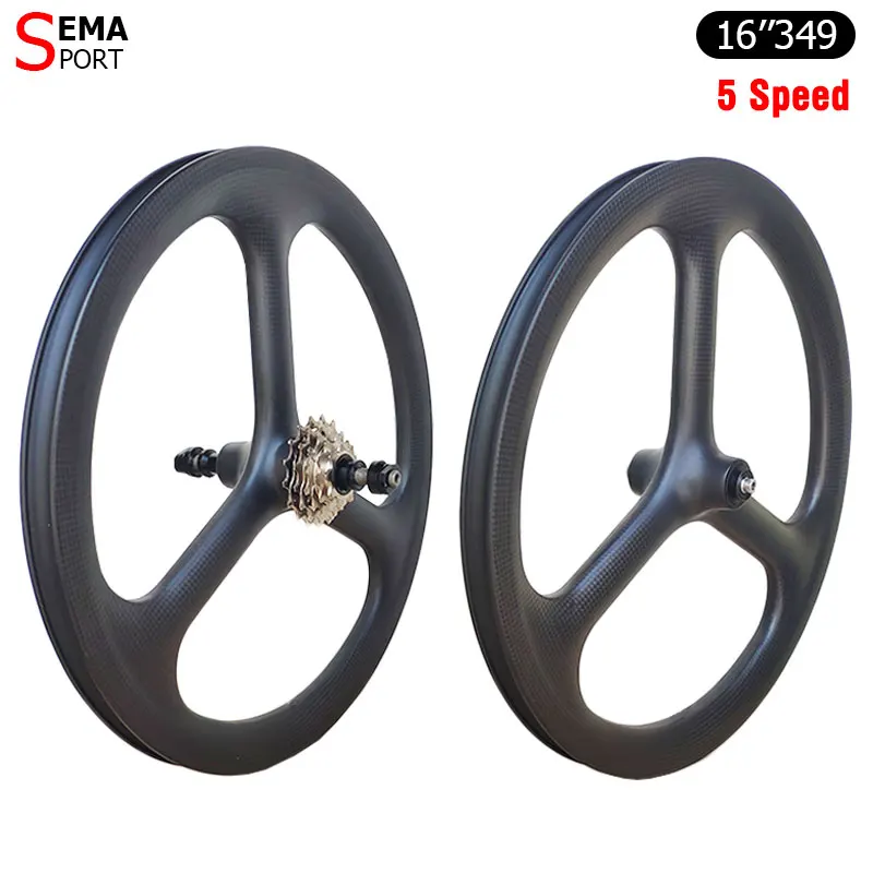 

349SV5-TS Full Carbon UD 3K 3KT Weave High Quality Folding Bicycle Parts 16'' 349 With Gear Bike 5speed Wheel Set