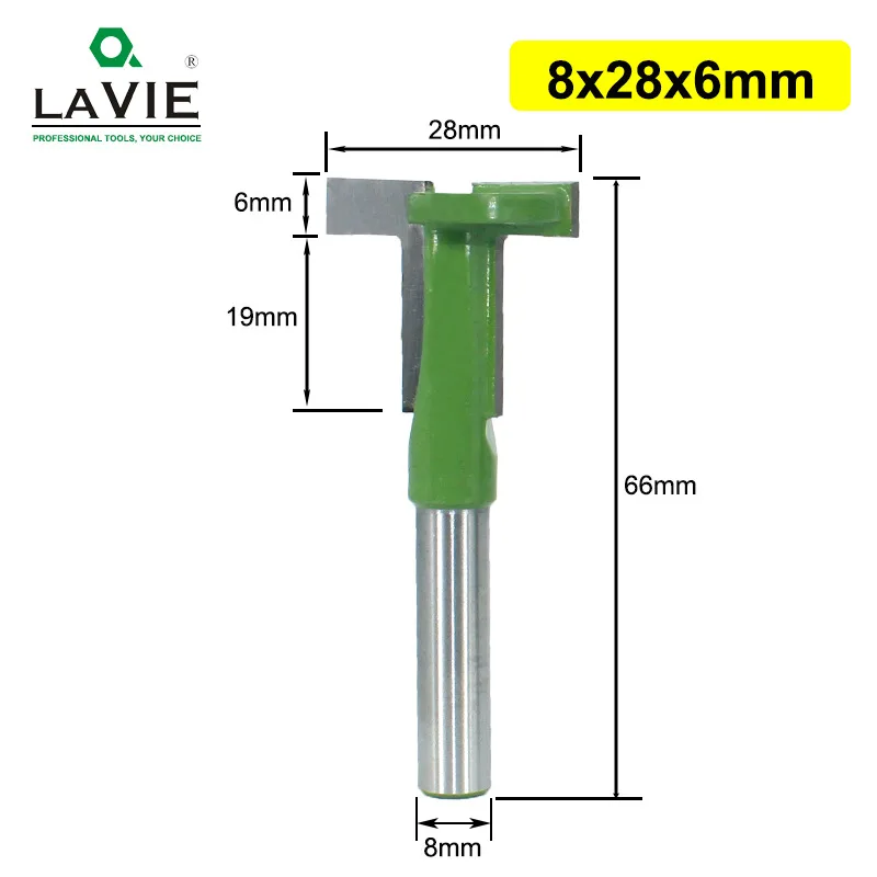LAVIE 8 millimetri Shank T-Slot Router Fresa Diritta Bordo Sbozzare Fresa di Taglio Maniglia per il Legno Lavorazione Del Legno MC02090