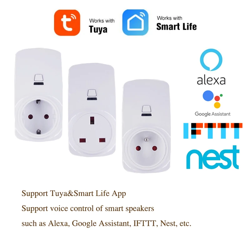 COLOROCK Smart WiFi Plug Support Tuya and Smart Life App Compatible16A 90-250V AC with Alexa and Google Assistant