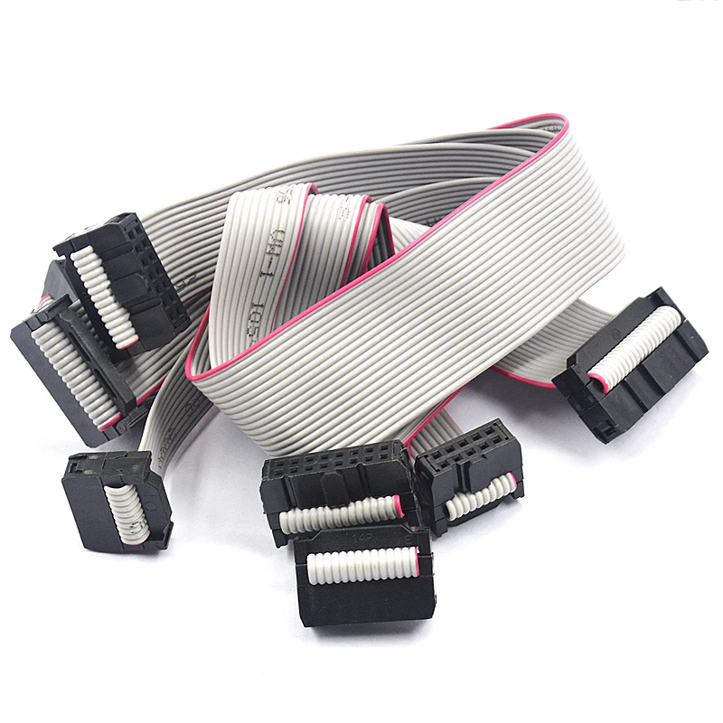 2PCS 2.54MM pitch FC-6/8/10/14/16/20/40/50 PIN 30CM JTAG ISP DOWNLOAD CABLE Gray Flat Ribbon Data Cable FOR DC3 IDC BOX HEADER