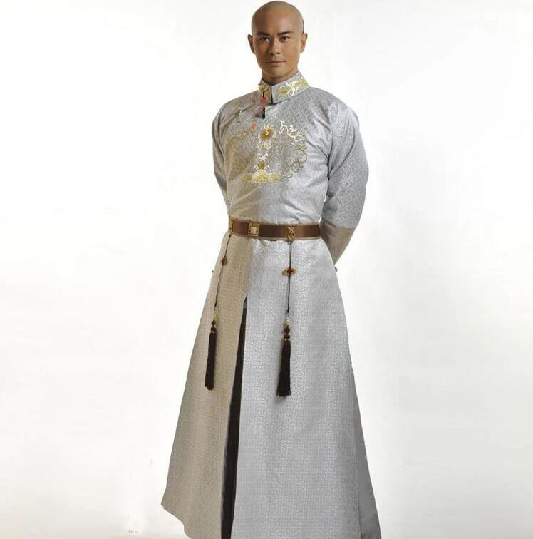 

Film TV Dragon Robe Qing Dynasty Court gown man Emperor stage show theater costume Manchu Prince clothing imperial robe