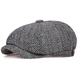 Nowe męskie czapka gazeciarza Beret kapelusz mężczyźni kobiety dzikie kapelusze Tweed Gatsby ośmioboczna czarna biała jodełka Vintage bluszcz kapelusze gorras